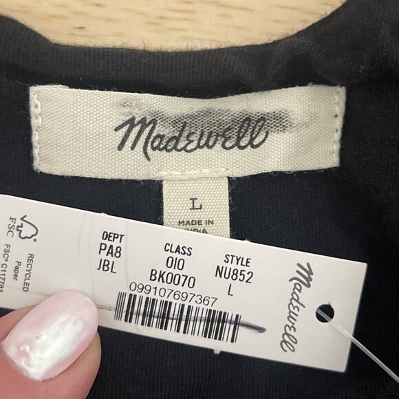 NWT‎ Madewell Sleeveless Crewneck Pleated Bubble Hem Top in Black Sz Large NU852 - Picture 3 of 9